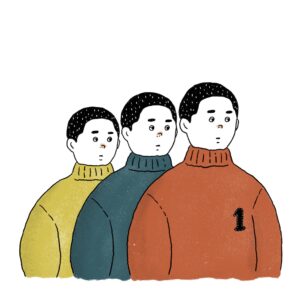 坊主頭の3兄弟