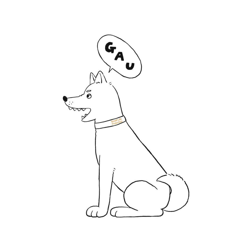 がうと吠える犬のイラスト
