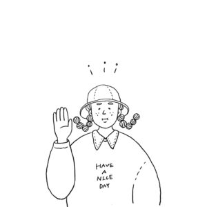 Have a nice day のロゴスウェットを着た女の子のイラスト