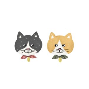 二匹のハチワレ猫のイラスト