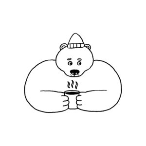 コーヒーを飲むクマ