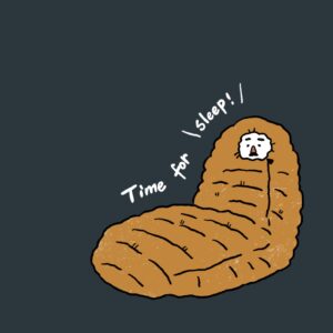 寝袋に入ったおじさんのイラスト