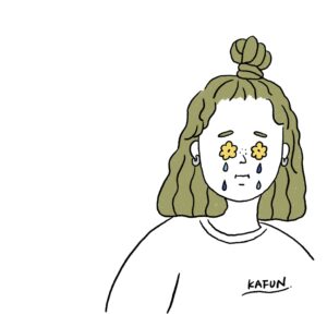 花粉症で涙を流す女の子のイラスト